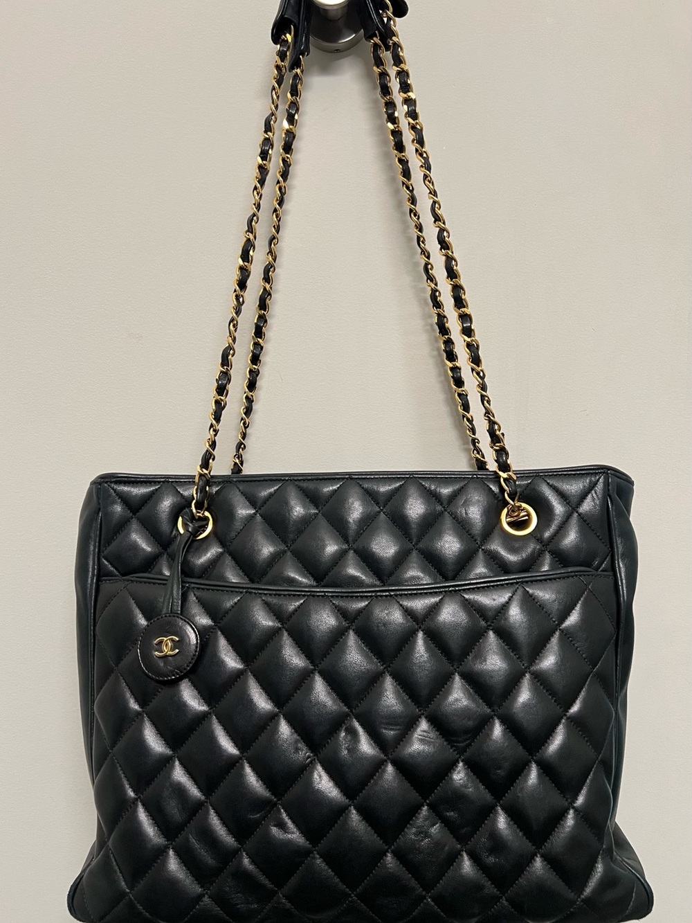 Vintage Chanel Quilted Matelasse CC Chain Shoulder Bag Dark Navy Lambskin - Picture 11 of 13